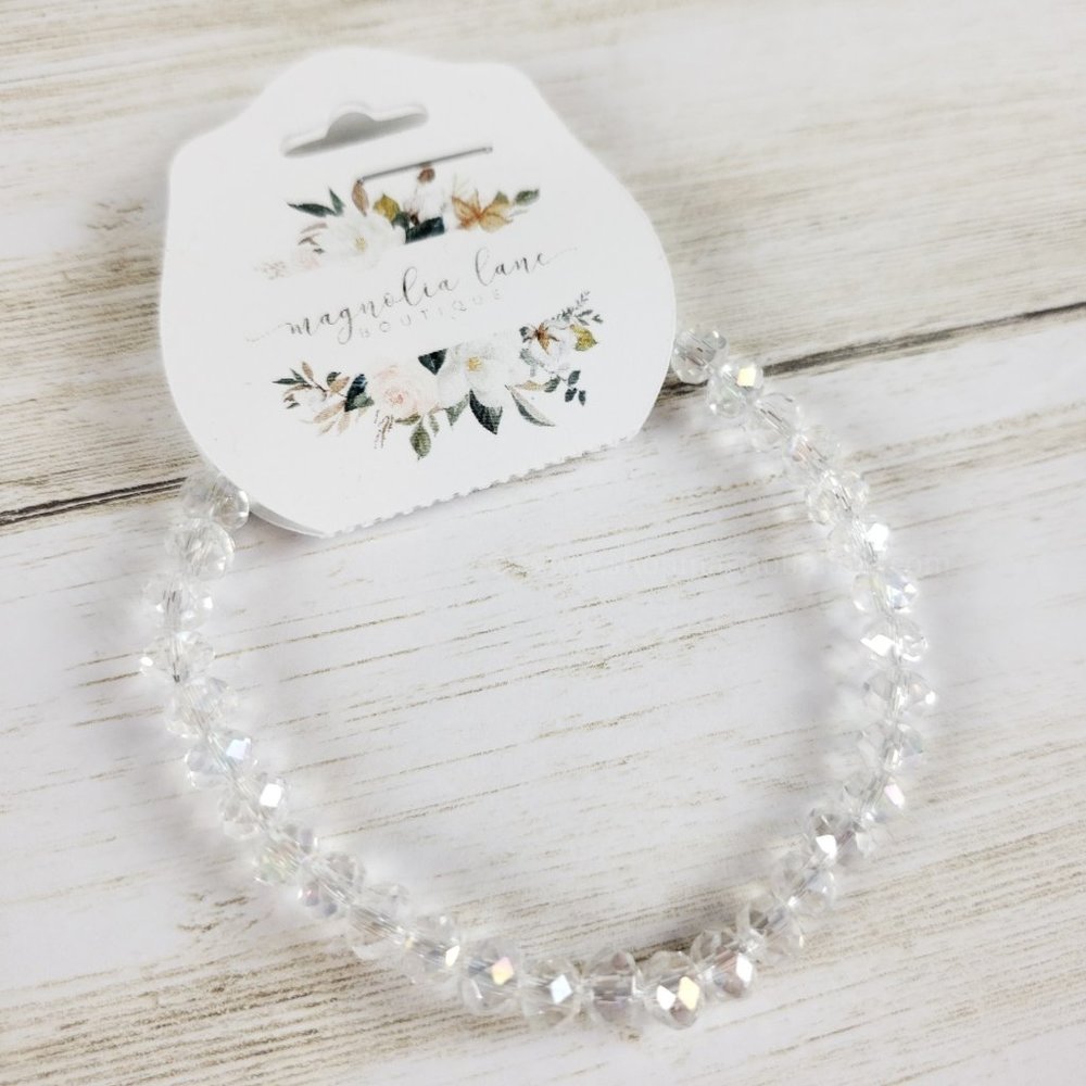 Handmade Stretch 2mm Bead Bracelet - Crystal Clear